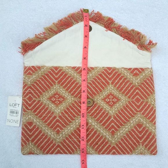 LOFT Evening Handbag Bohemian Fringe Woven Envelope Clutch Beach Mini Bag Boho - Picture 9 of 16